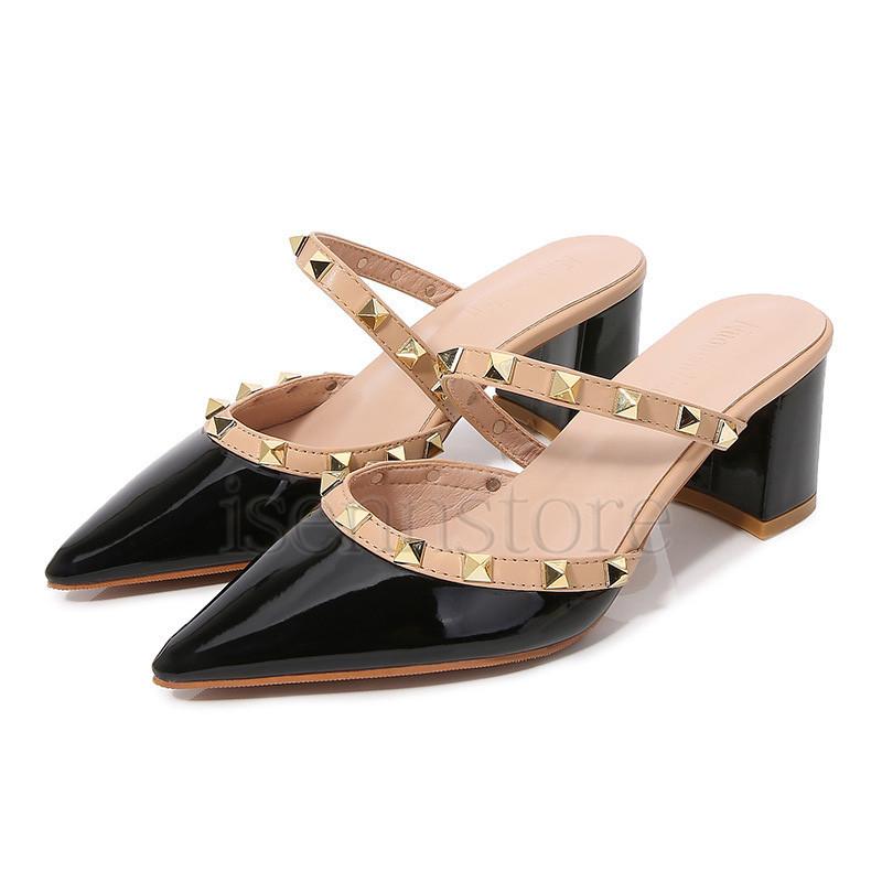 サンダル レディース パンプス ポインテッドトゥ スタッズ付き