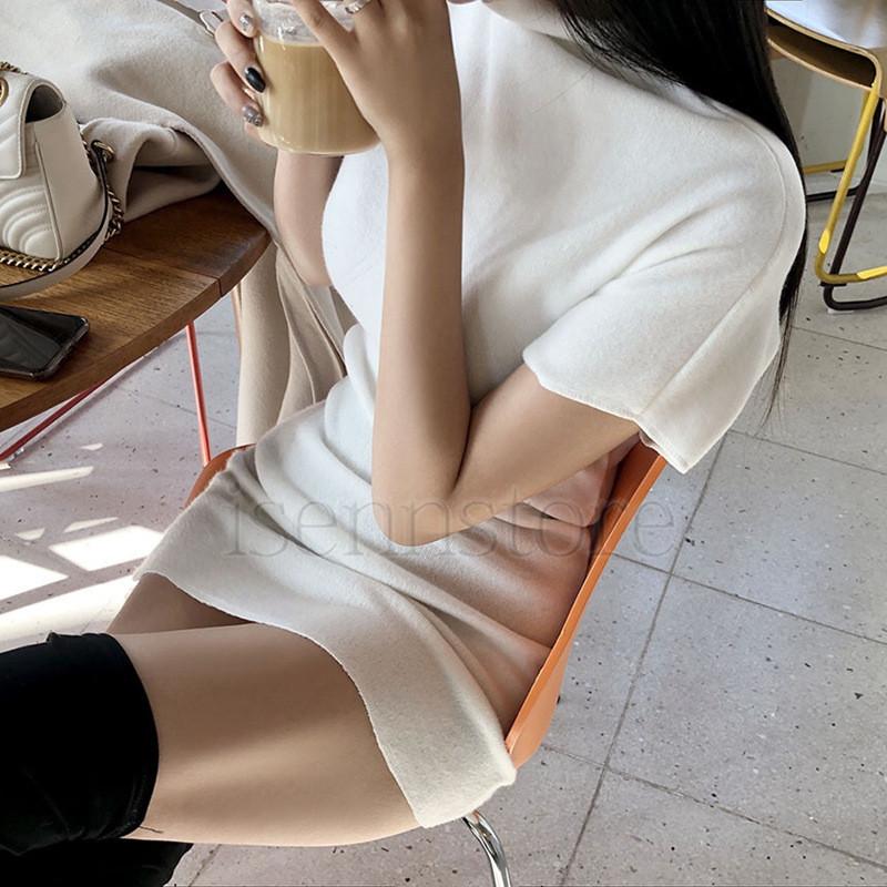 ニットワンピース ワンピース 春夏ハイネック タイトワンピース ミニ丈