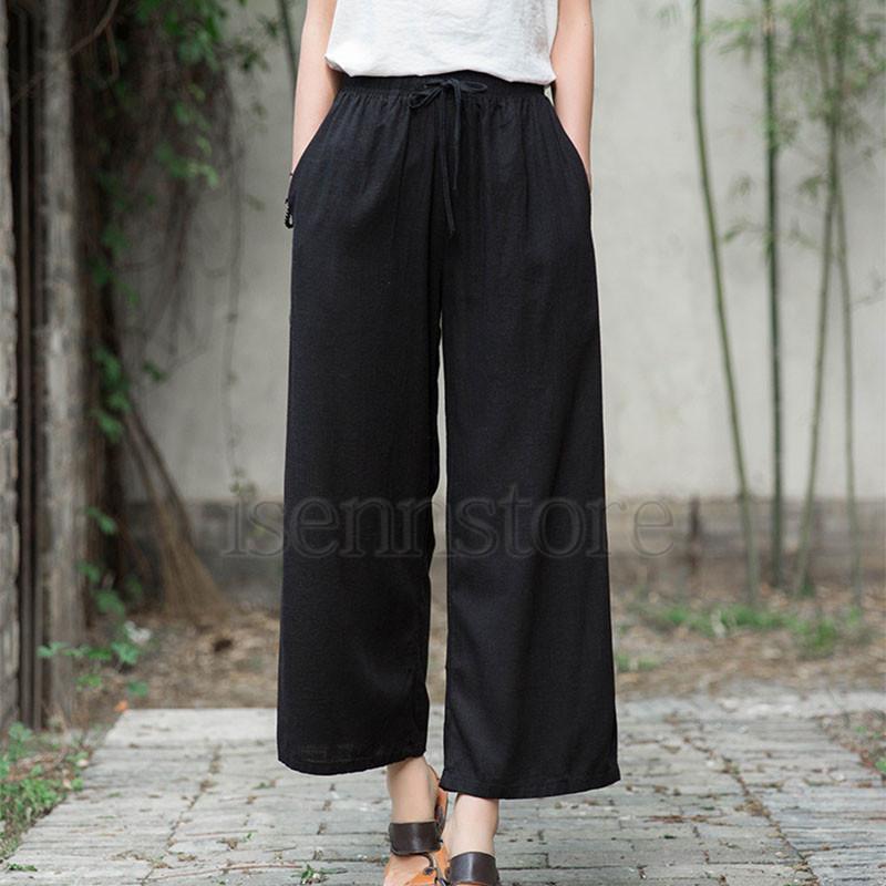 麻パンツ レディース リネンカジュアルパンツ ナチュラル ゆったり