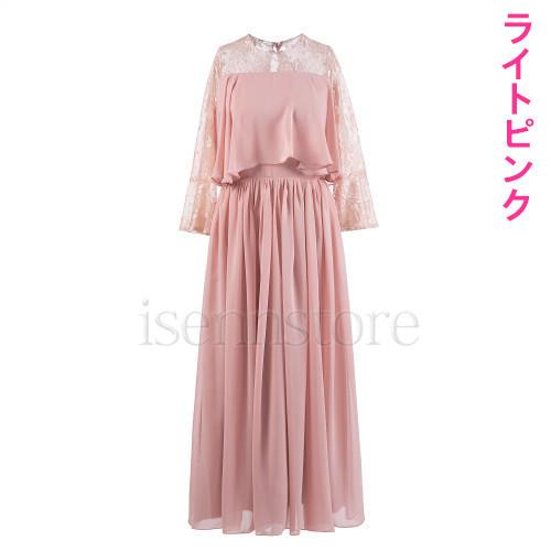 レディース Aライン ワンピース レース ドレス 結婚式 シースルー シフォン レイヤード ロングドレス ワンピ パーティ お呼ばれ フォーマルドレス 発表会 披露宴 |  | 05
