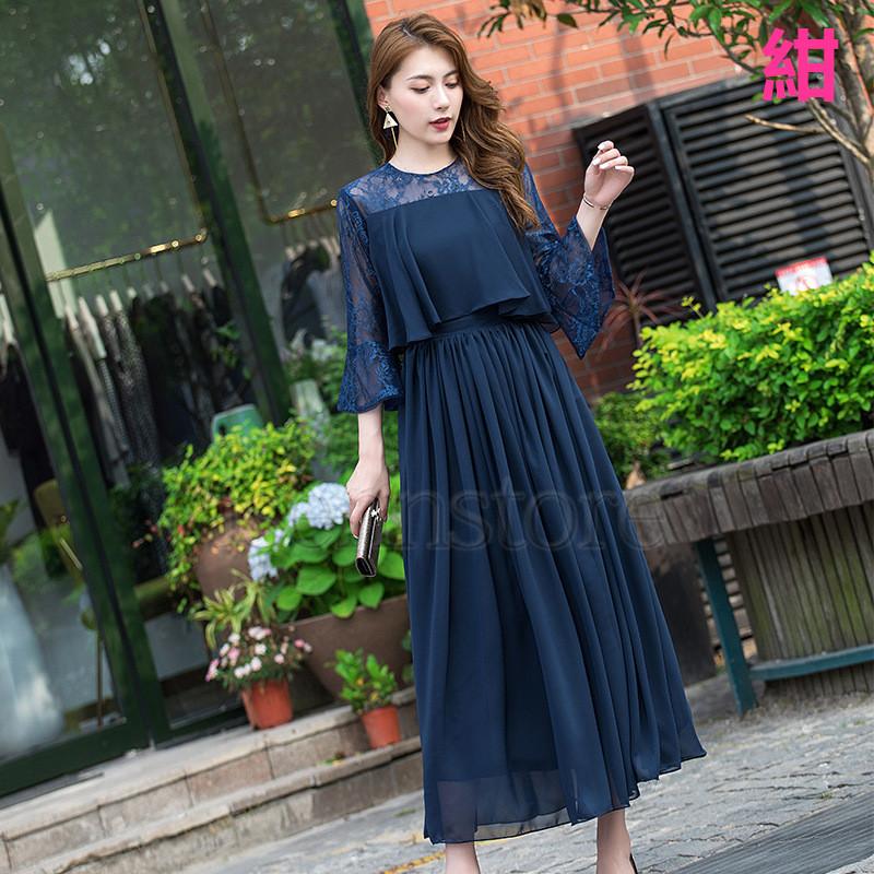 レディース Aライン ワンピース レース ドレス 結婚式 シースルー シフォン レイヤード ロングドレス ワンピ パーティ お呼ばれ フォーマルドレス 発表会 披露宴 |  | 01