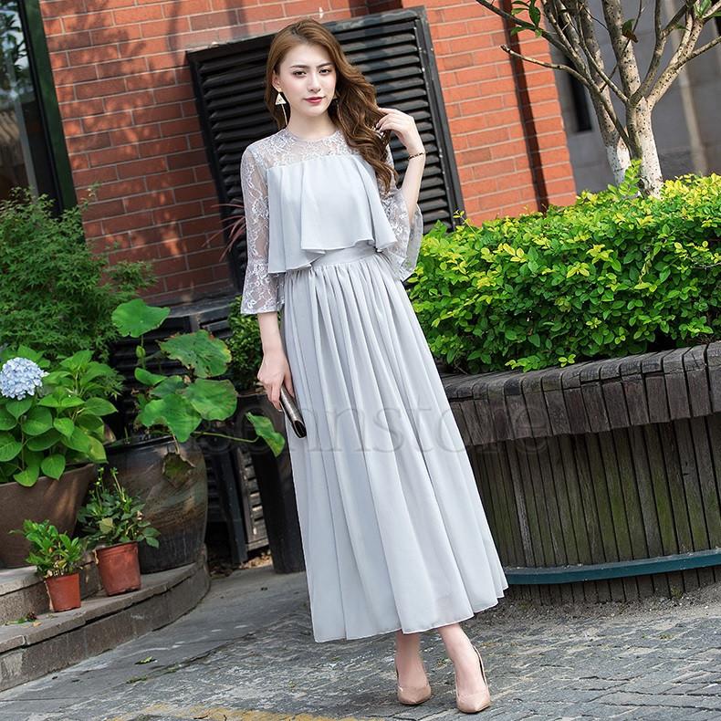 レディース Aライン ワンピース レース ドレス 結婚式 シースルー シフォン レイヤード ロングドレス ワンピ パーティ お呼ばれ フォーマルドレス 発表会 披露宴 |  | 10