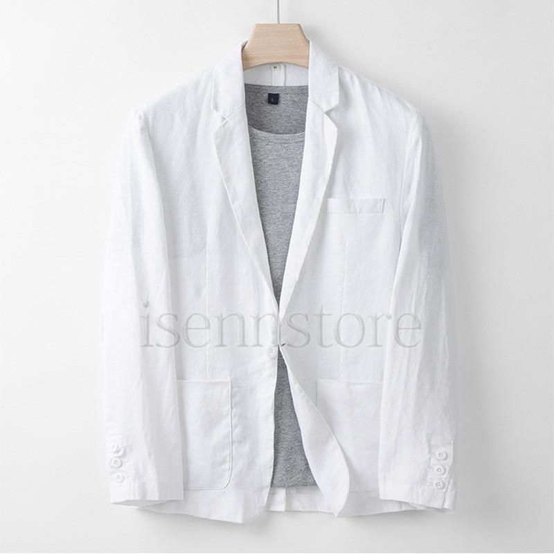 メンズ 無地 カジュアル リネンジャケット 通気性 清涼感 夏