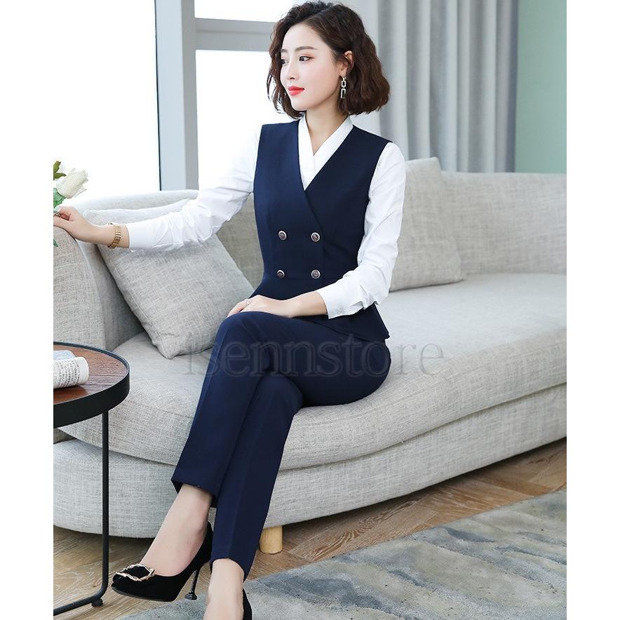 レディース ジャケット.スカート.パンツ.ブラウス.ベスト 5点セット お