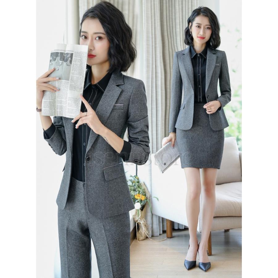 美品☆アデイインザライフ　パンツスーツ　ノーカラー　1ボタン　学校行事　ビジネス INDIVI スーツ 「定番スーツ／ウール混」ピンストライプノー