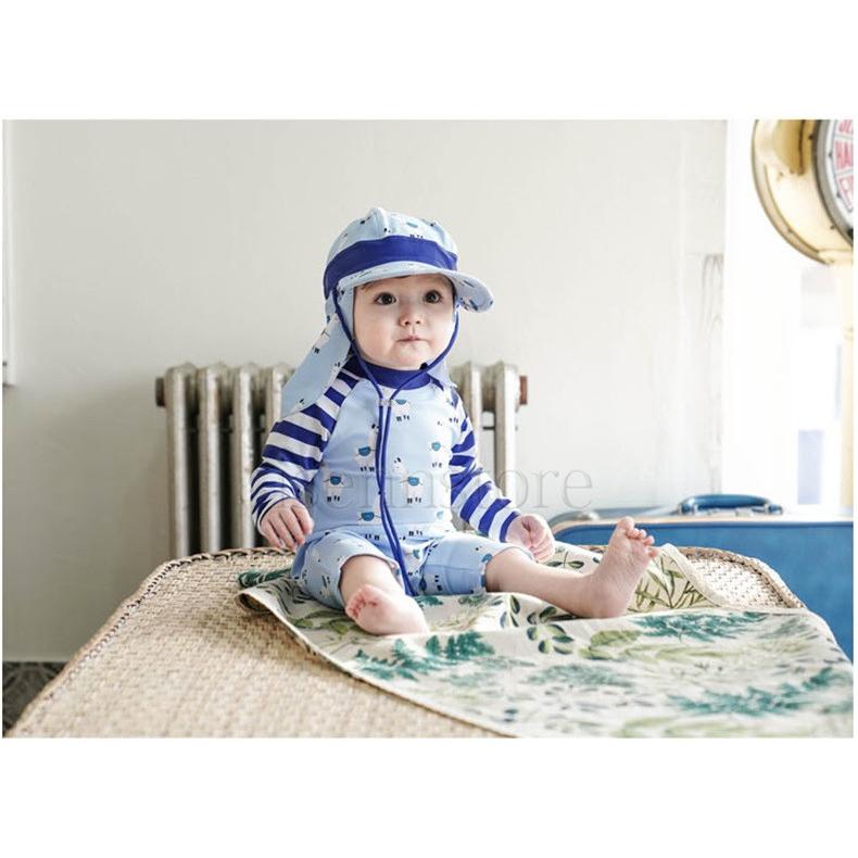 ベビー 水着 ロンパース 男の子 キッズ ラッシュガード 長袖 UVカット
