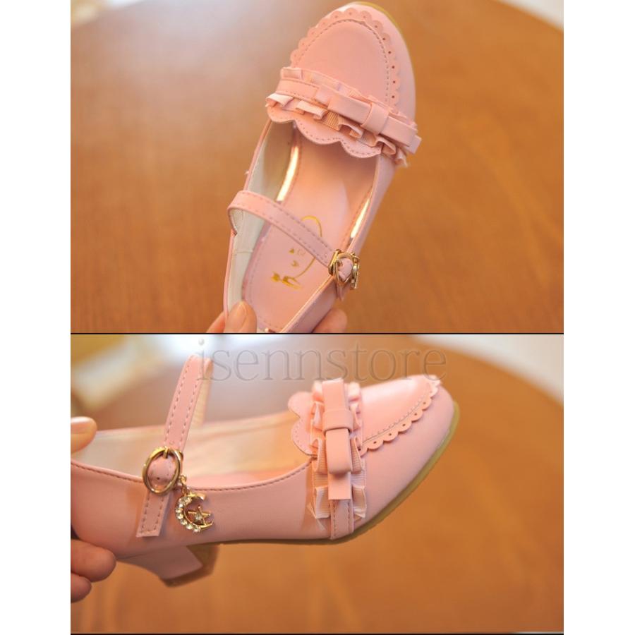 シャーリーテンプル　赤リボン靴19㎝パンプス　フォーマル靴　リボン靴　子供靴 フォーマル靴 子供靴 女の子用 キッズ ハイヒール パンプス