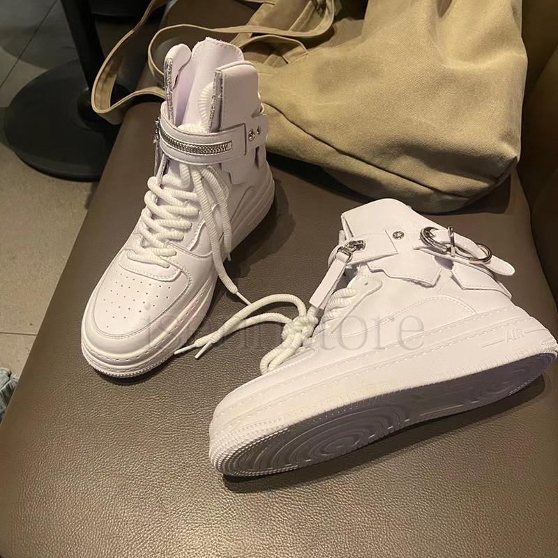 ホワイトレザー ハイカットスニーカー（203） エスプレッソ Espresso 楽ちん ソフトレザー ふかふかハイカット