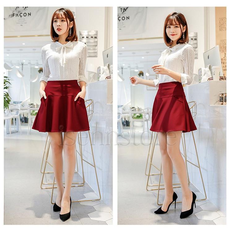 春夏スカートフレア ハイウエストストレッチ Aラインスカート