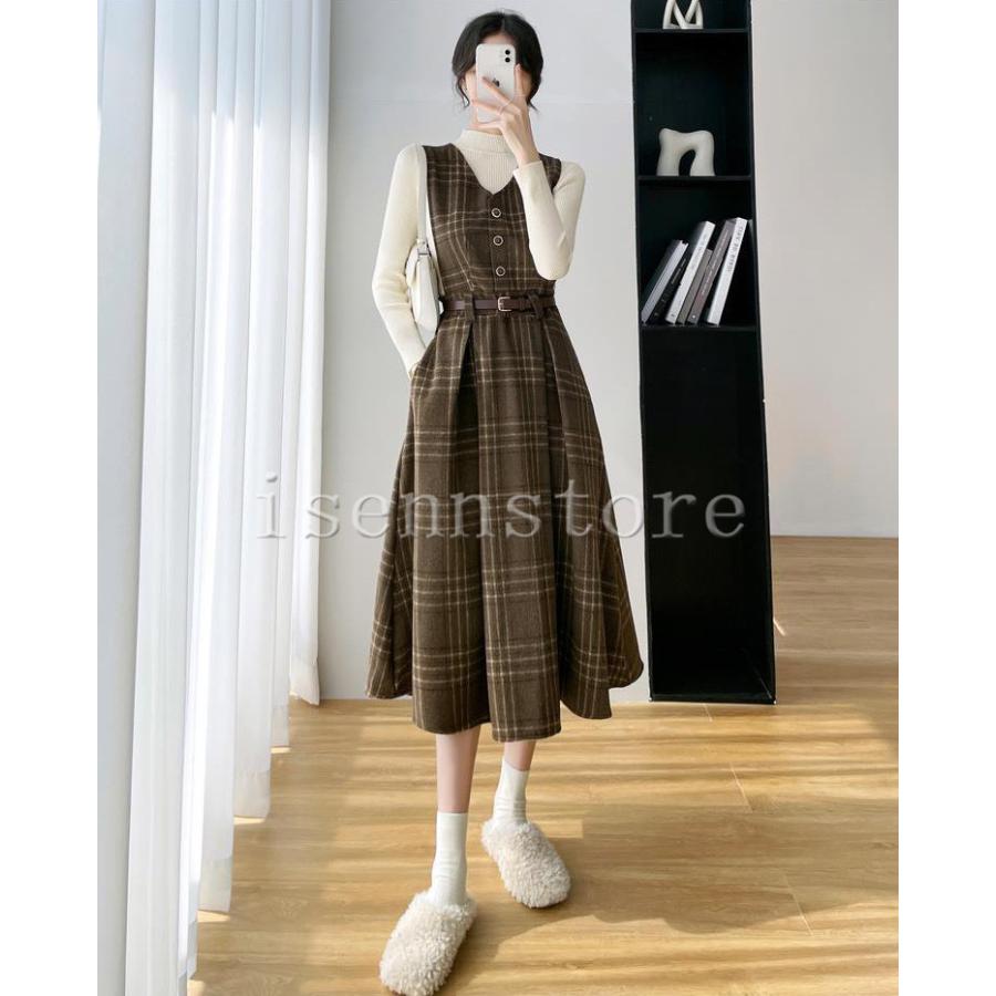 ジャンパースカート オールインワン レディース ミモレ ロング