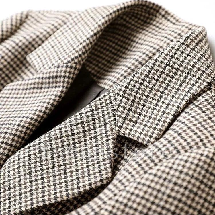 秋冬 ウール調 テーラードジャケット グレンチェック レディース