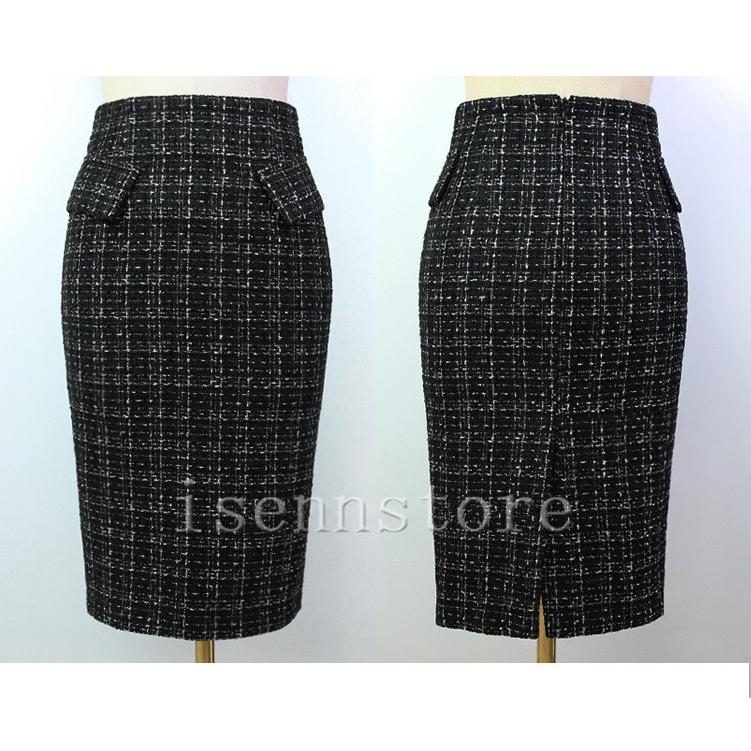 30代 40代 50代 細見えスカート 膝丈 ハイウエスト タイトスカート