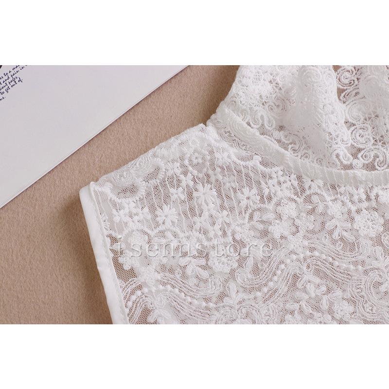 花柄飾りレースのつけ襟 スタンドカラー ブラウス付け襟