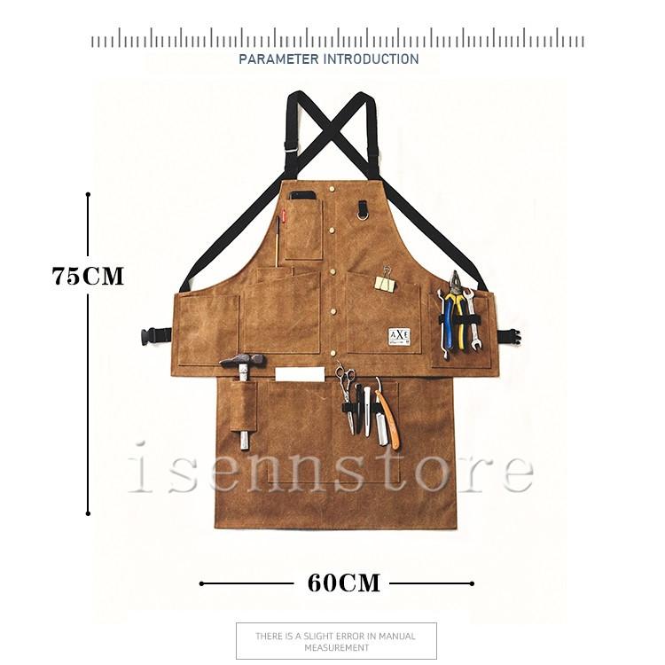 エプロン メンズ 作業用 キャンバス 前掛け ワークエプロン キッチン DIY ガーデニング 職人 無地 ポケット 撥水 ロング 膝丈 大人 プレゼント 父の日｜isenn｜07