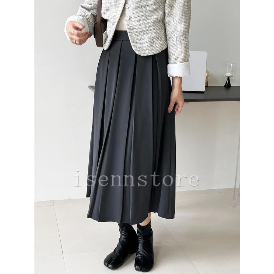 タックフレアスカート ロングスカート 上品 Aライン マキシ丈