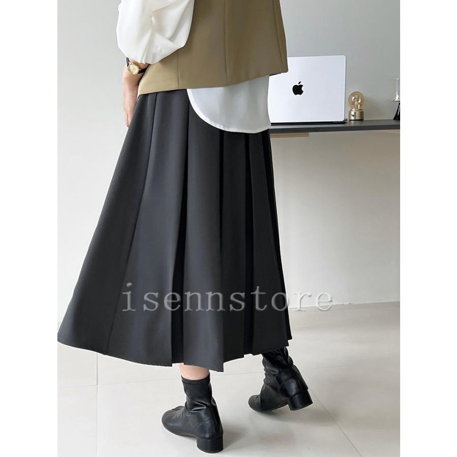 タックフレアスカート ロングスカート 上品 Aライン マキシ丈