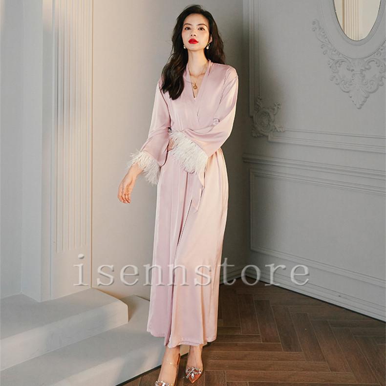 新色 サテン パジャマ 絹 ネグリジェ 部屋着 キャミソール ワンピ