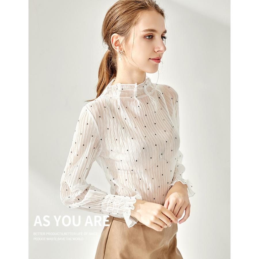 美品 ドゥロワー シルクドットギャザーブラウス 38 ピンク シアー シースルー Drawer - 美品 ドゥロワー シルクドットギャザーブラウス 38