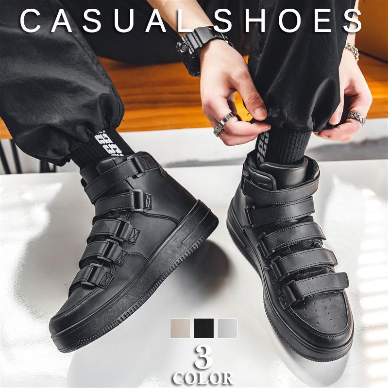 ベルクロ スニーカー メンズ ハイカット 軽量 カジュアル シューズ 靴