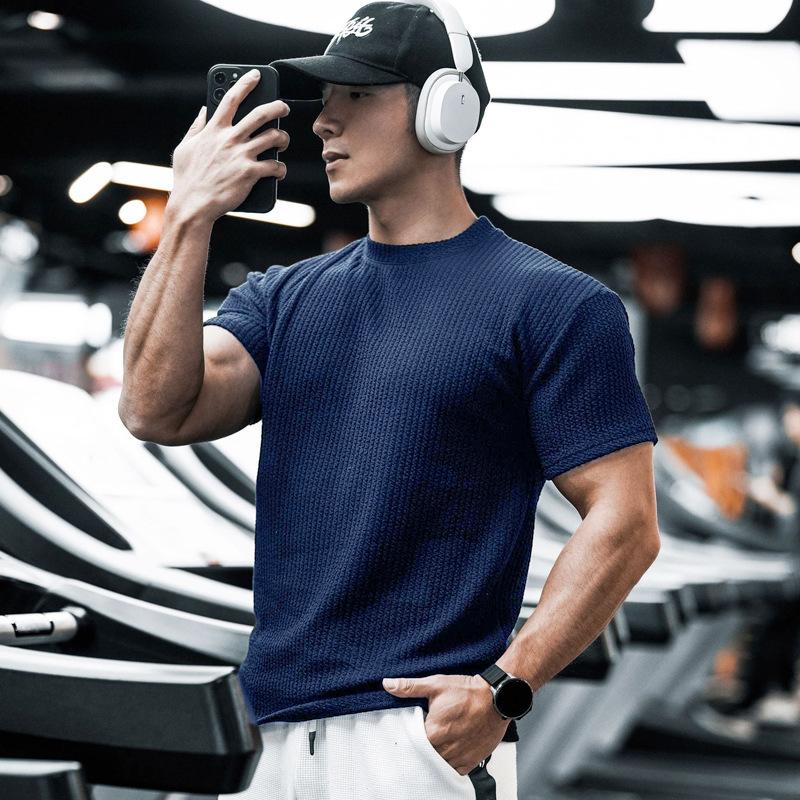 ワッフル tシャツ メンズ おしゃれ 半袖 トレーニングウェア 無地 