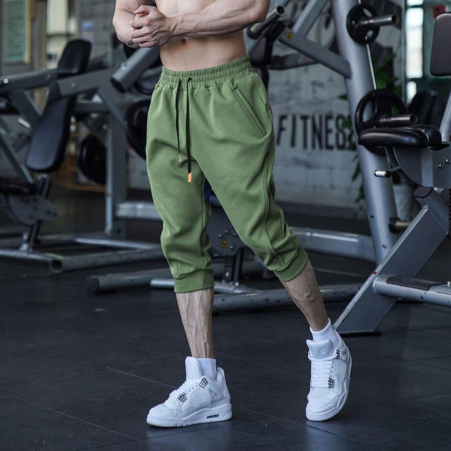 メンズ スウェットパンツ ジャージ 7分丈 無地 裾リブ ズボン ジョガー