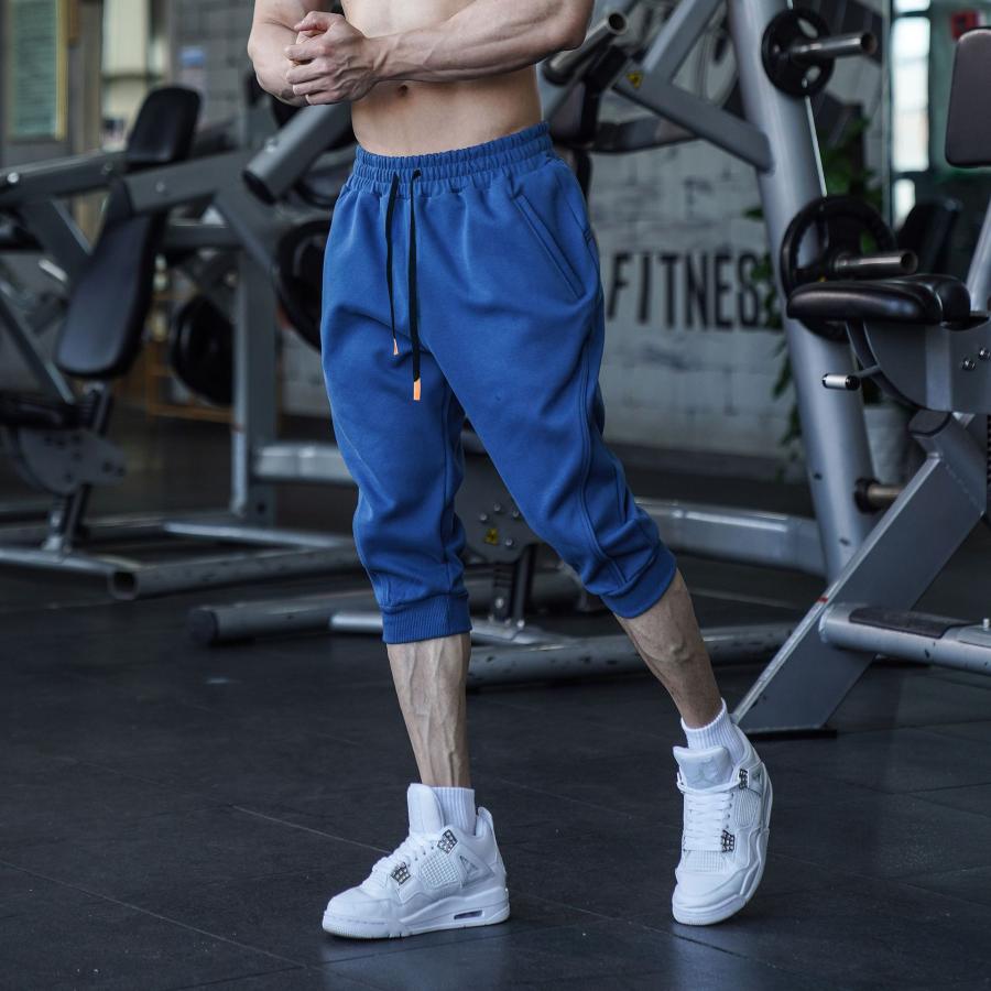 メンズ スウェットパンツ ジャージ 7分丈 無地 裾リブ ズボン ジョガー