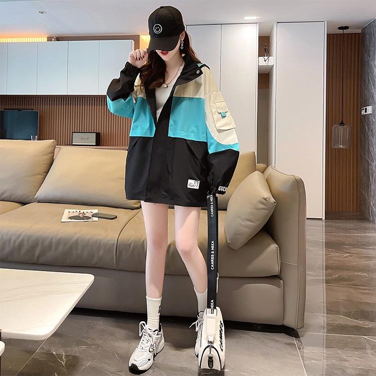 マウンテンパーカー 配色 フード付き おしゃれ 可愛い ゆったり 防風