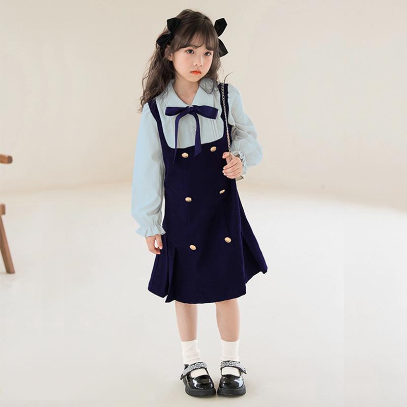 女の子 フォーマル ワンピース 子供服 キッズ ジュニア 春服 春物 レイヤード 長袖ワンピース リボン 可愛い 入園式 入学式 発表会 110〜170｜isenn｜04