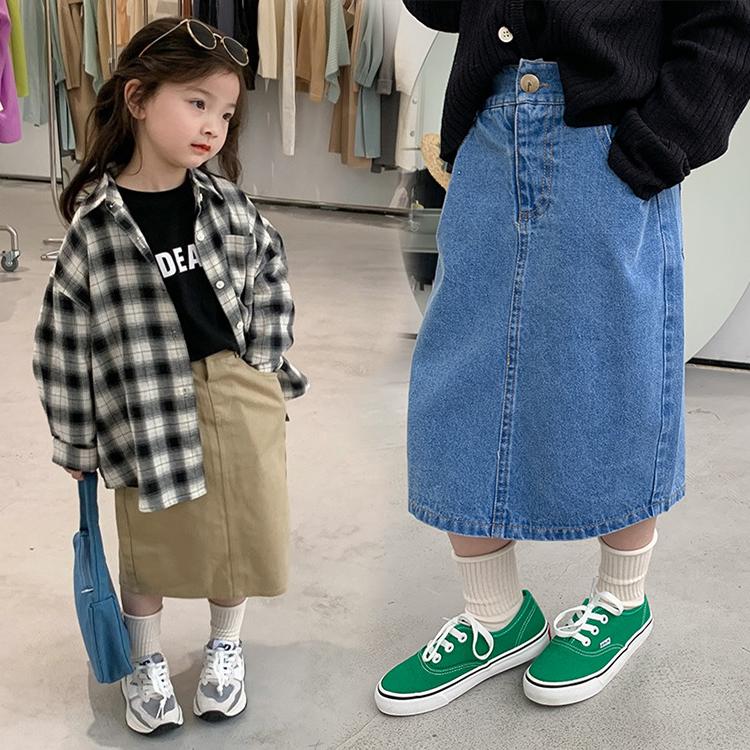 子ども デニムスカート 女の子 ガールズ キッズ ロングスカート 子供服