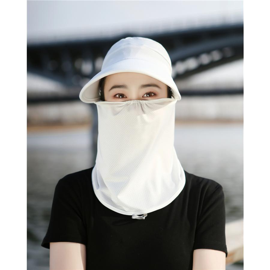 UVカット 帽子 つば広 サンバイザー レディース 2way フェイスカバー