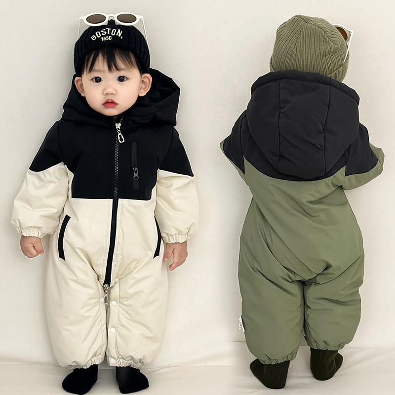ベビー服 カバーオール 秋 冬 防寒対策 ジャンプスーツ フード付き