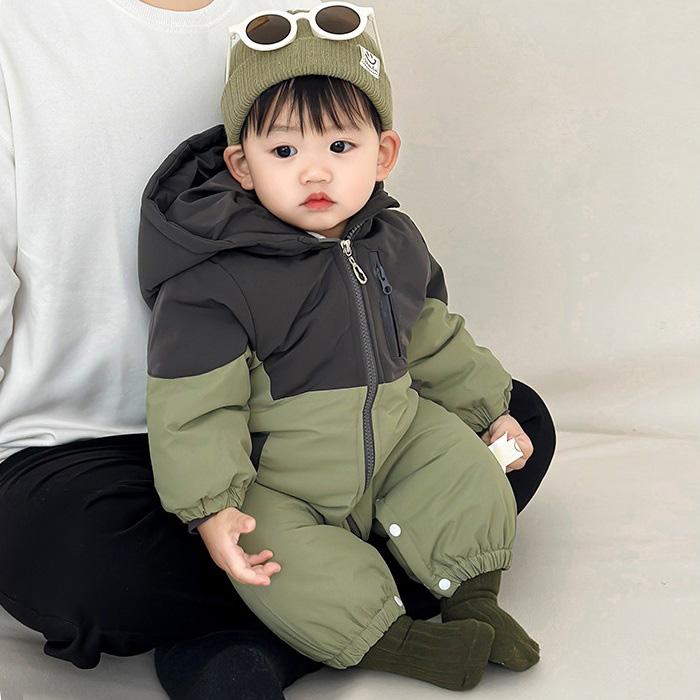 ベビー服 カバーオール 秋 冬 防寒対策 ジャンプスーツ フード付き