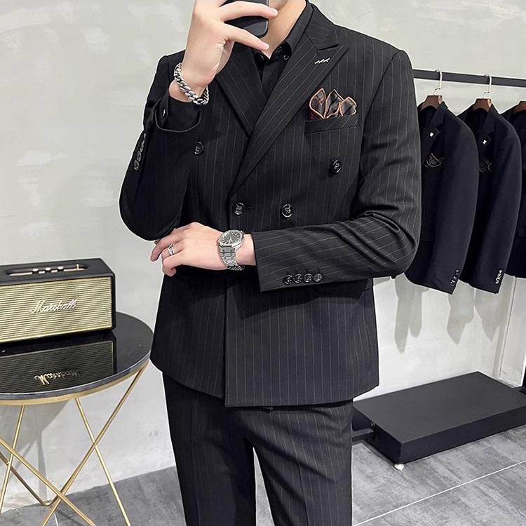 スーツ メンズ ビジネス ダブルスーツ ピンストライプ フォーマル 礼服