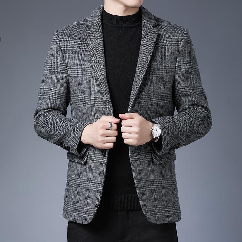 テーラードジャケット メンズ ブレザー ジャケット ウール混 グレン