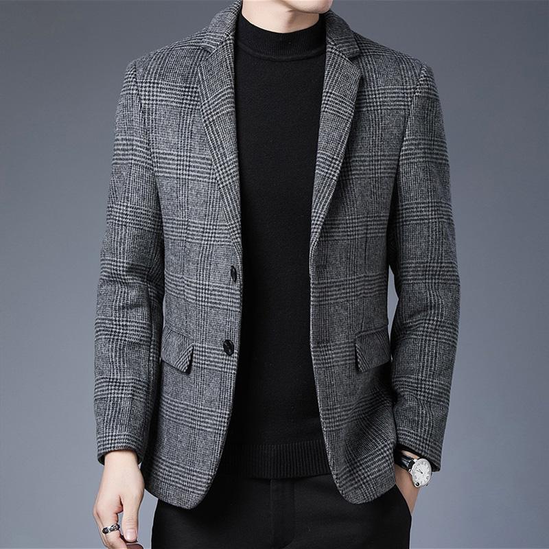 テーラードジャケット メンズ ブレザー ジャケット ウール混 グレン
