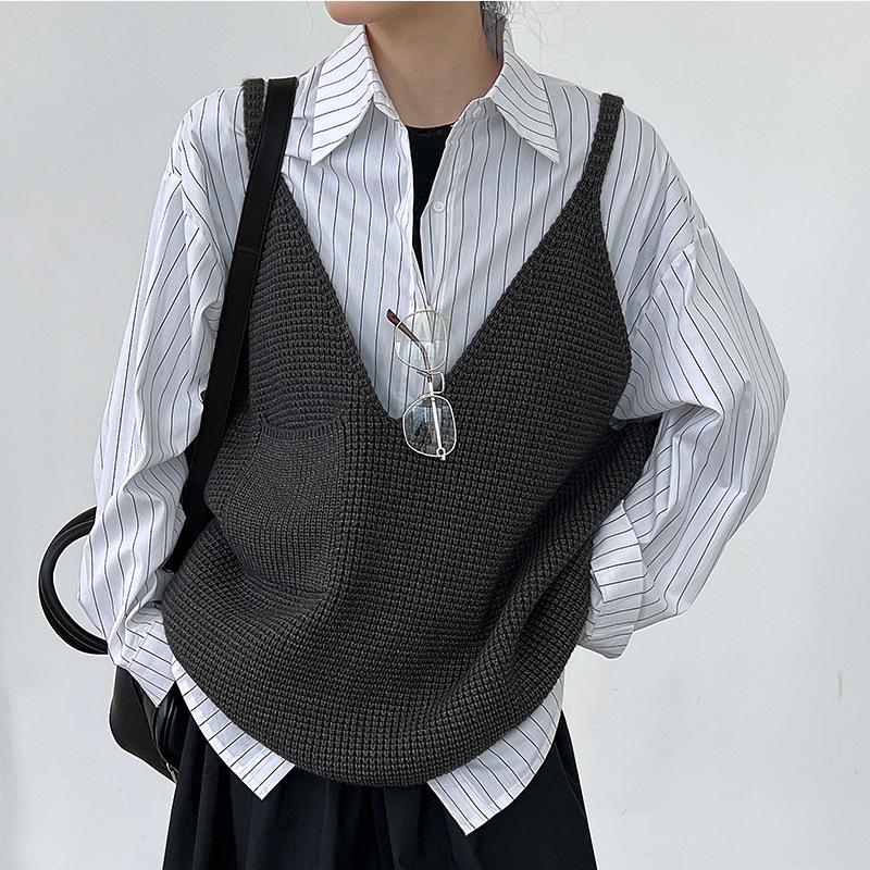 ニットベストキャミソール セット ニットキャミソール ケーブル編み レディース ニットベスト 大きい