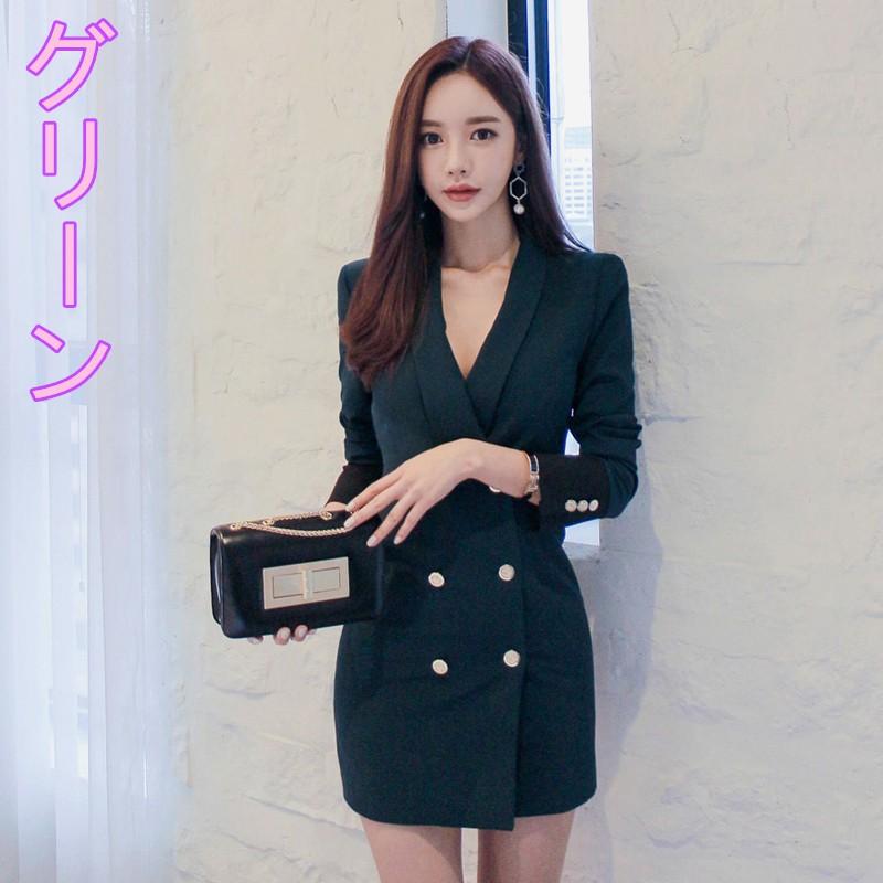 スーツジャケット 秋冬長袖ワンピース ジャケット風ワンピ タイト ミニ