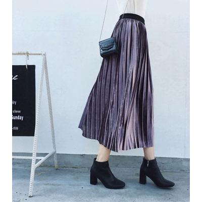 マキシ丈スカート Aライン 冬 プリーツスカート レディース ロング丈