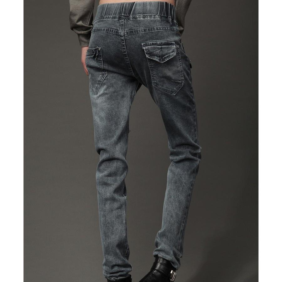 デニム ジーンズ ジーパン スキニーパンツ レディース レギンス ロングパンツ ウエストゴム 美脚サルエル ポケットデザイン ヴィンテージ 着痩せ 春秋 Juy 4035 イセンストア 通販 Yahoo ショッピング