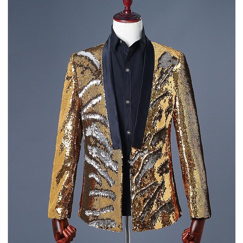 スパンコール ジャケット メンズ ダンス ステージ衣装 紳士用 トップス 司会 マジック  貴族服装  ヒップホップ 舞台衣装 パーティー 発表会 スパンコール ジャケット 派手 メンズ 紳士用 トップス 司会