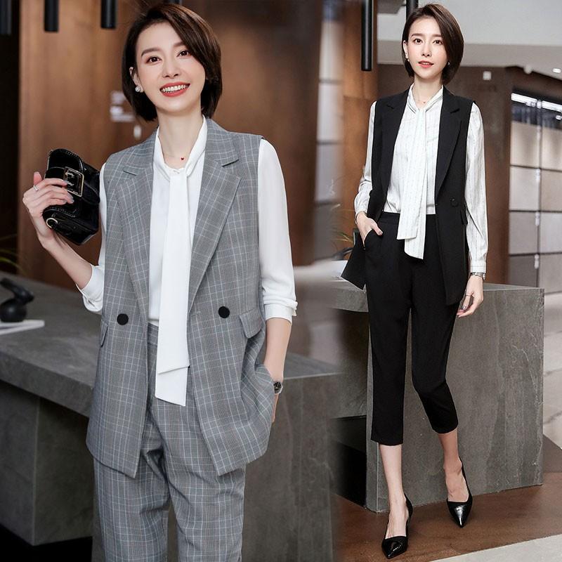 セットアップ レディース フォーマルスーツ 上下セット ロングベスト クロップドパンツ チェック テーラード ジレベストチョッキ スーツベスト２点セット 通勤ol Juy 5916 2 イセンストア 通販 Yahoo ショッピング