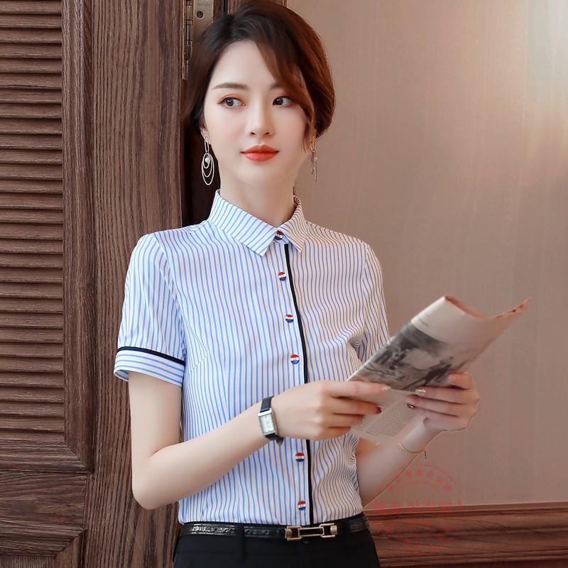 ブラウス ワイシャツ 半袖シャツ レディース 春夏トップス ストライプ