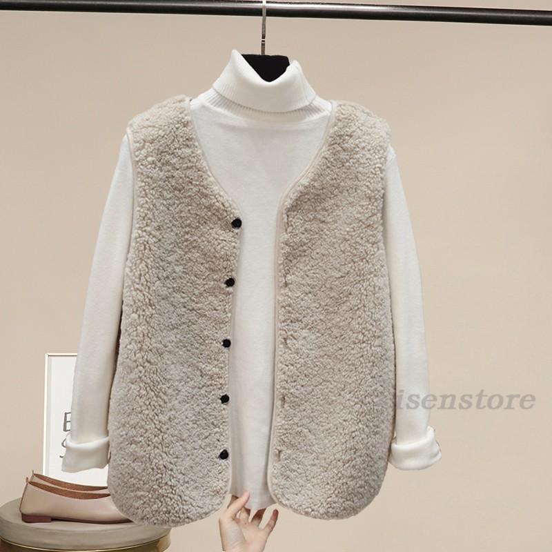 ボアベスト レディース ベスト 秋冬 前開き ショート丈 チョッキ ベスト 袖なし ノースリーブ トップス おしゃれ 防寒 アウター 無地 フェイクファー May 2217 イセンストア 通販 Yahoo ショッピング