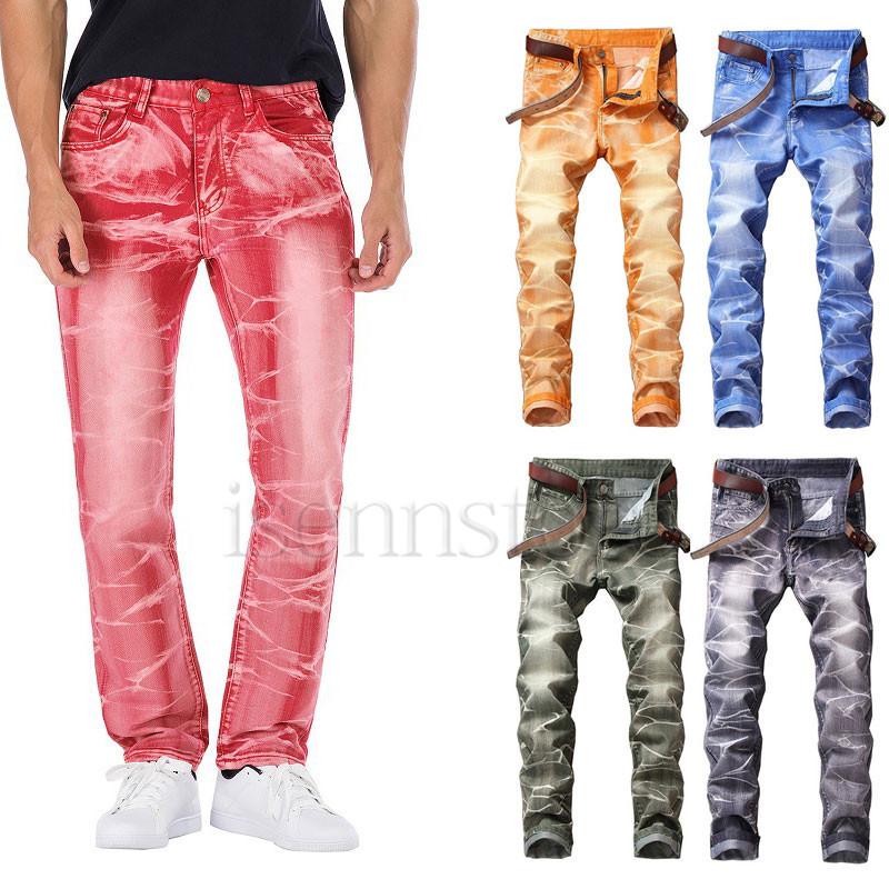 ジーンズ デニム パンツ メンズ ブリーチ加工 カラーデニム ストレート チノパン ロング丈 ボトムス カジュアル ジーパン 全5色 バイクパンツ May 2270 イセンストア 通販 Yahoo ショッピング