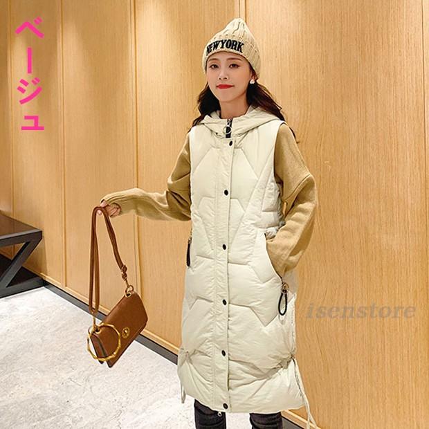 ロング丈 ベスト 羽織り ダウンベスト レディース 冬服 アウター 無地 中綿 キルティングベスト フード付き 大きいサイズ 防寒 軽量 女性ファッション May 2597 イセンストア 通販 Yahoo ショッピング