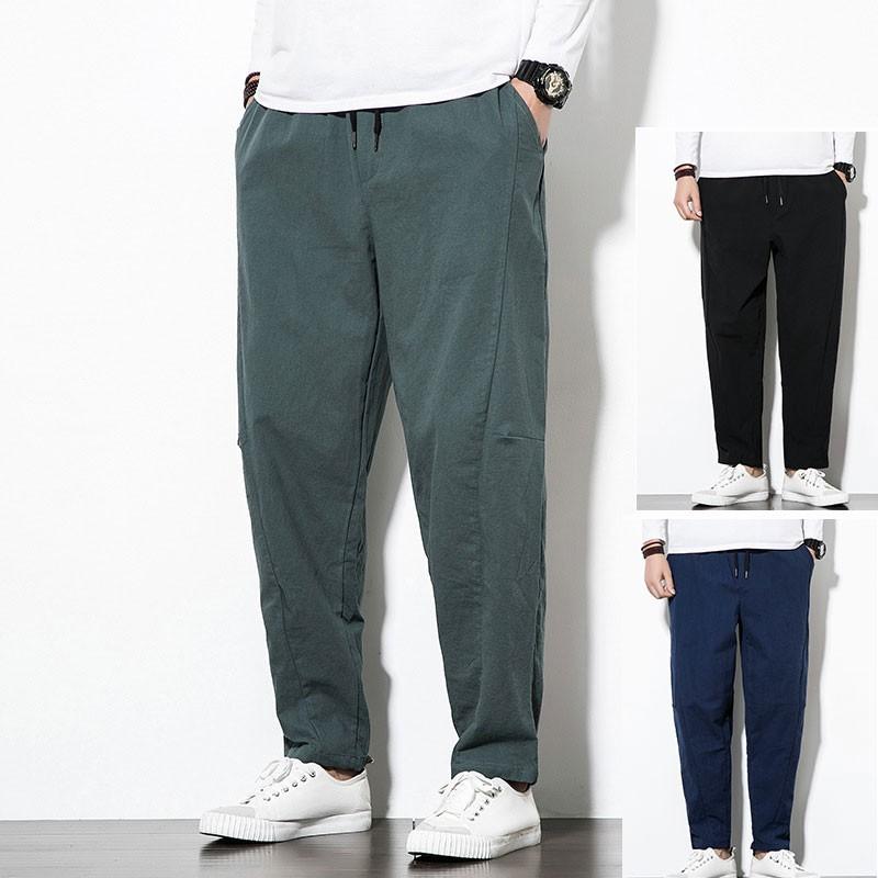 綿麻パンツ メンズ ワイドパンツ サルエルパンツ 無地 夏 薄手 カジュアル ロングパンツ リネンパンツ テーパードパンツ ゆったり 涼しい チノパン ボトムス Supersport Tn