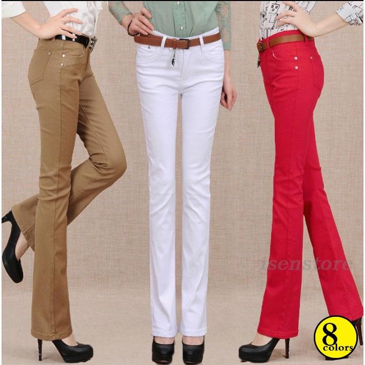 チノパン 美脚 ロングパンツ ブーツカット カラーパンツ レディース ボトムス 春秋 デニムカット ハイウエスト カーゴパンツ ストレート イージーパンツ May 2903 イセンストア 通販 Yahoo ショッピング