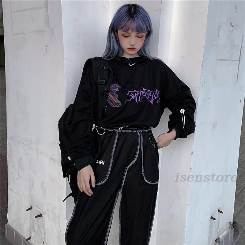 トップス カーカー ゆったり ダーク系 韓国ファッション レディース プルオーバー 原宿系 ゴシック ハイネック 長袖 カットソー Hiphop風 May 3193 イセンストア 通販 Yahoo ショッピング