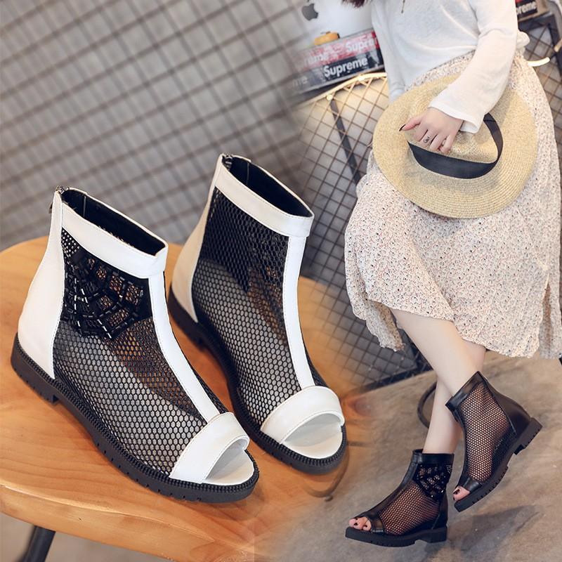 サマーブーツ ブーツサンダル ショートブーツ メッシュ サマーブーツ レディース 美脚 厚底サンダル フラット オープントゥ ローヒール ブーサン 歩きやすい May 679 イセンストア 通販 Yahoo ショッピング