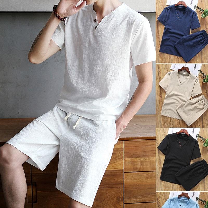 セットアップ メンズ 半袖ｔシャツ ショートパンツ2点セット無地 綿麻リネン 上下セット カジュアル ハーフパンツ ゆったり 涼しい 19夏新作 May 749 イセンストア 通販 Yahoo ショッピング